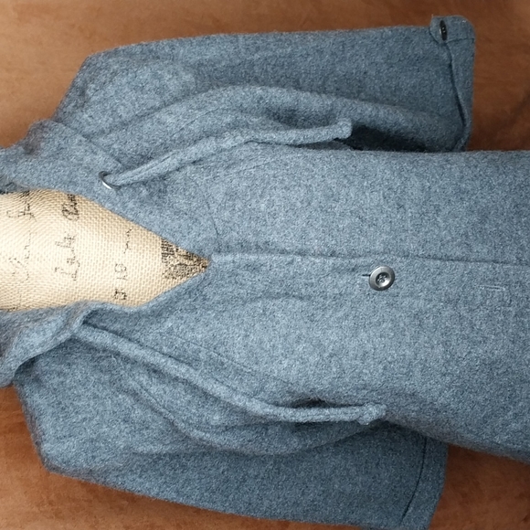 ZOE D. 100% wool flare jacket/coat with hood gray size L - Picture 5 of 5